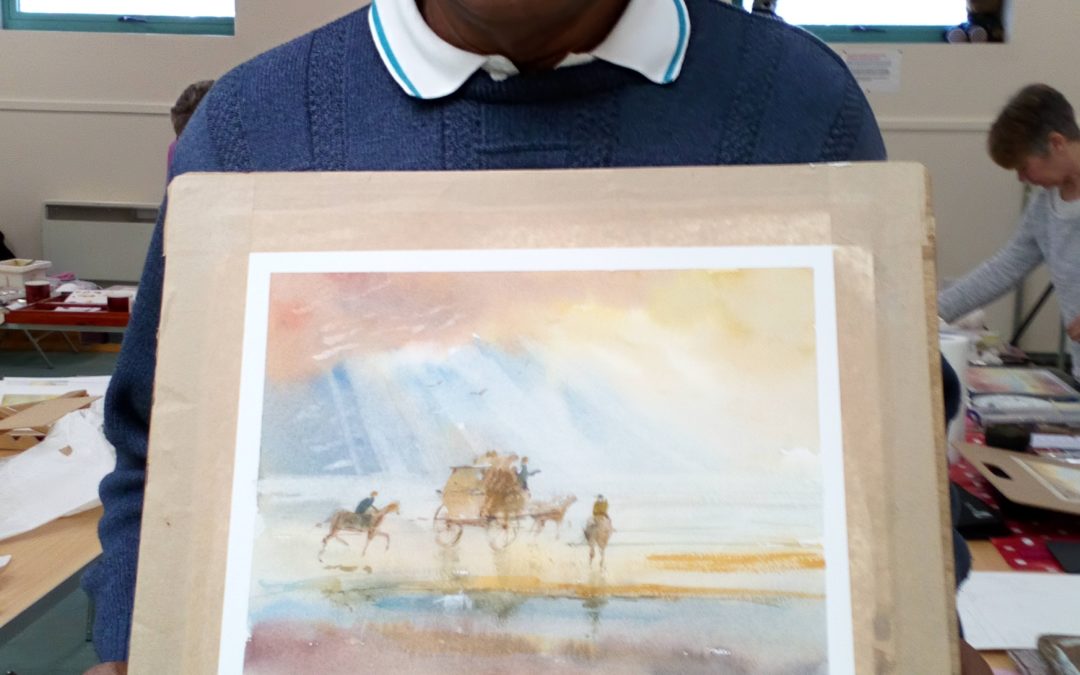 Workshop on March 2nd.  Allan Perera  with his painting ‘In The Style of Turner’.